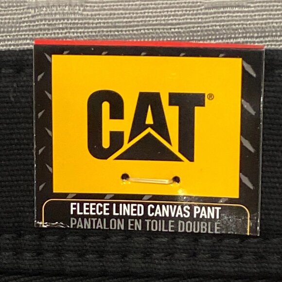 CAT Caterpillar Work Pants Mens 34 x 30 Black Canvas Fleece Lined Insulated - Picture 4 of 12
